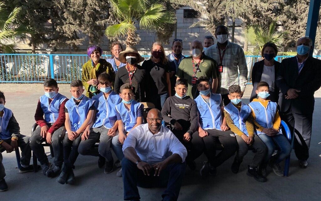 Rep. Jamaal Bowman during a visit at a Palestinian school in Hebron, on November 10, 2021. (Jamaal Bowman/Twitter) Rep. Jamaal Bowman during a visit at a Palestinian school in Hebron, on November 10, 2021. (Jamaal Bowman/Twitter)