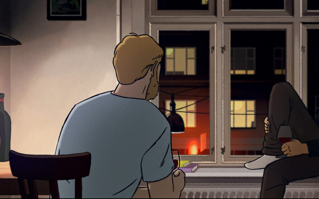 A still of 'Amin' speaking to the director, from 'Flee' by Jonas Poher Rasmussen. (Courtesy of Neon)