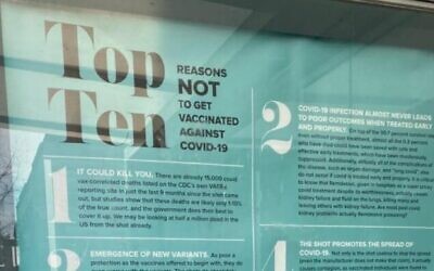 The ad, which briefly appeared at a bus stop in Crown Heights but was taken down. (Screenshot from Twitter)
