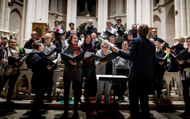 Rehearsing for a performance at the Nazareth Liturgical Festival, opening December 16, 2021 (Courtesy Yoel Levy)