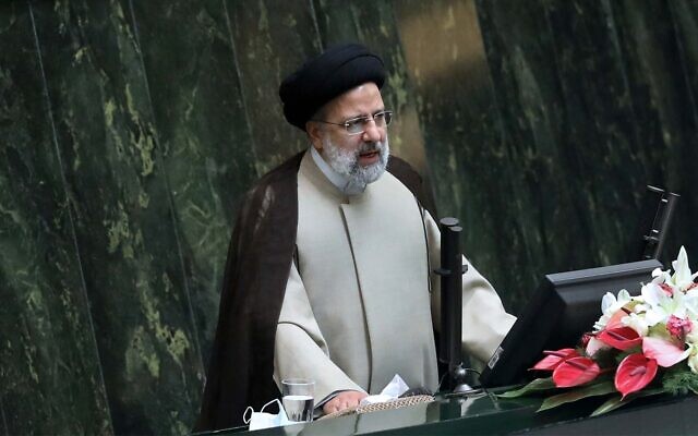Iranian President Ebrahim Raisi addresses during a joint session of lawmakers and cabinet members at the parliament, in Tehran, Iran, December 1, 2021. (AP Photo/Vahid Salemi) Iranian President Ebrahim Raisi addresses during a joint session of lawmakers and cabinet members at the parliament, in Tehran, Iran, December 1, 2021. (AP Photo/Vahid Salemi)