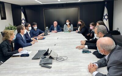 President Isaac Herzog meets with representatives of the Conservative and Reform movements at his office in Jerusalem on December 1, 2021. (GPO)