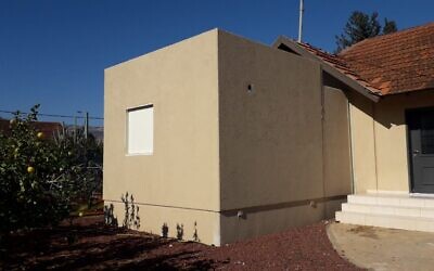 An undated photograph of a newly installed bomb shelter in the community of Kfar Yuval along Israel's border with Lebanon. (Defense Ministry)