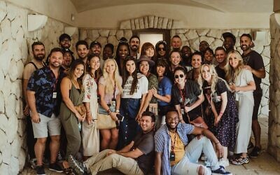 A group of tourists in Israel led by tour guide Yoav Rotem. (Courtesy) A group of tourists in Israel led by tour guide Yoav Rotem. (Courtesy)