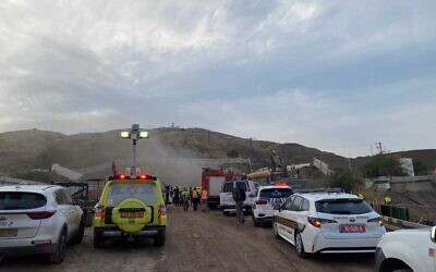 Rescue teams at the pumped storage hydroelectric facility at Belvoir Fortress in Israel, on December 13, 2021. (Courtesy: Magen David Adom)