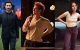Jewish stars nominated for Golden Globes in 2021 include (L-R) Brett Goldstein, Andrew Garfield and Alana Haim. (AppleTV+, Netflix, MGM via JTA)