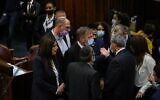 Lawmakers argue at the Knesset, December 29, 2021 (Knesset Spokesperson/Noam Moskowitz)