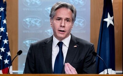US Secretary of State Antony Blinken speaks in the briefing room at the State Department in Washington on January 7, 2022. (Andrew Harnik/Pool/AFP)