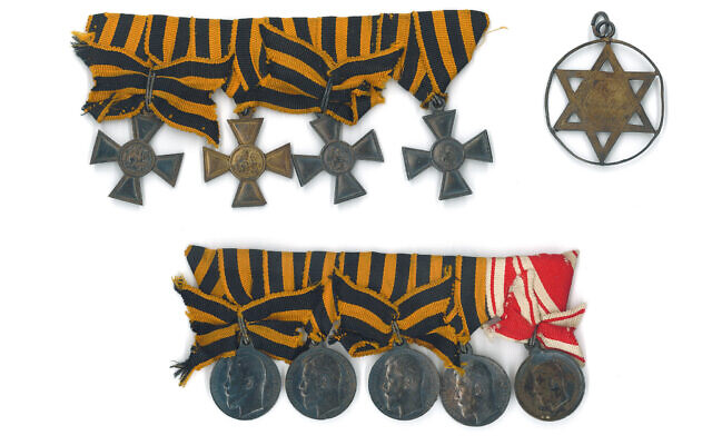In addition to documents and books, the Edward Blank YIVO Vilna Online Collections Project includes material objects like this series of Russian military decorations collected by Elias Tcherikower. (YIVO/ via JTA)