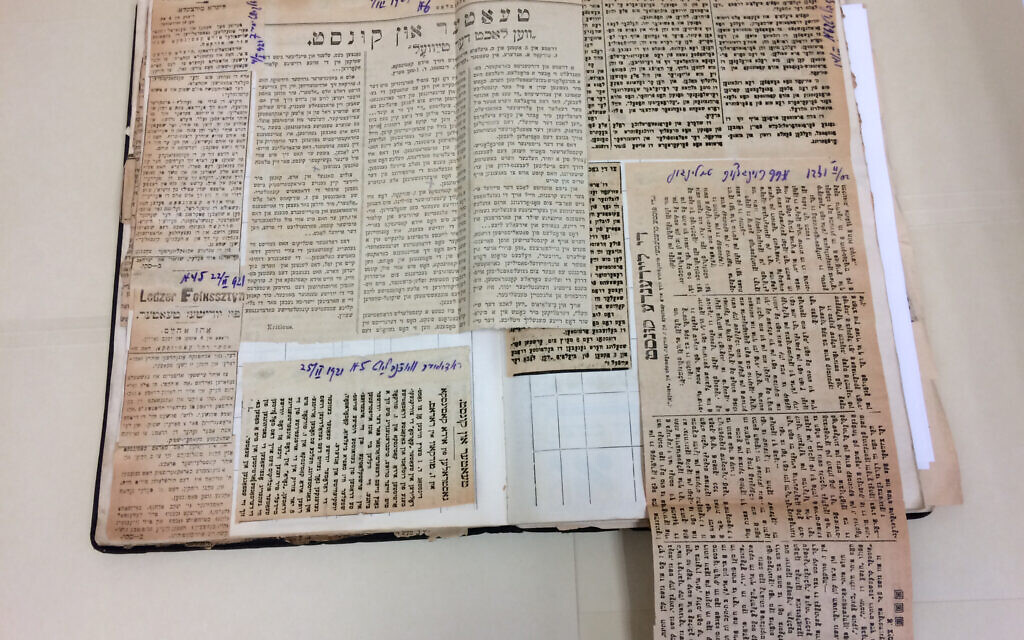 The Edward Blank YIVO Vilna Online Collections Project includes a scrapbook of Zygmunt Turkow's earliest Yiddish theater experiences, beginning in 1913. (YIVO/ via JTA)