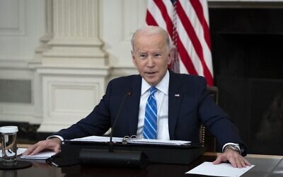 US President Joe Biden speaks during a meeting with private sector CEOs in the State Dining Room of the White House on January 26, 2022 in Washington, DC. (Drew Angerer/Getty Images via AFP) US President Joe Biden speaks during a meeting with private sector CEOs in the State Dining Room of the White House on January 26, 2022 in Washington, DC. (Drew Angerer/Getty Images via AFP)
