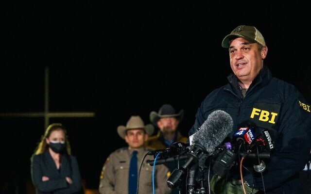 FBI Special Agent In Charge Matthew DeSarno speaks at a news conference near the Congregation Beth Israel synagogue on January 15, 2022, in Colleyville, Texas. (Brandon Bell/Getty Images via AFP) FBI Special Agent In Charge Matthew DeSarno speaks at a news conference near the Congregation Beth Israel synagogue on January 15, 2022, in Colleyville, Texas. (Brandon Bell/Getty Images via AFP)