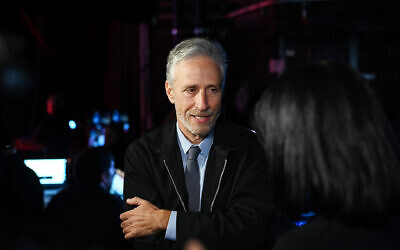 Jon Stewart speaks backstage a 'Stand Up for Heroes' benefit show in New York City, on November 4, 2019. (Bryan Bedder/Getty Images for The Bob Woodruff Foundation via JTA)