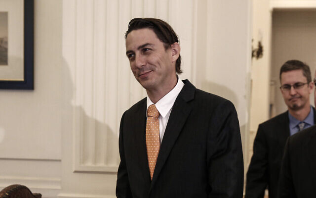 Amos Hochstein in Athens, Greece, on May 8, 2015. (AP Photo/Yorgos Karahalis)