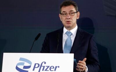 Pfizer CEO Albert Bourla speaks during a ceremony in Thessaloniki, Greece, on Oct. 12, 2021.  (AP Photo/Giannis Papanikos, File)