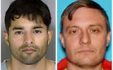 This combo of file images shows Steven Carrillo (left) provided by the Santa Cruz County Sheriff's Office, and Robert Alvin Justus Jr., in undated Department of Motor Vehicles photo provided by the FBI. (Santa Cruz County Sheriff's Office; FBI via AP)