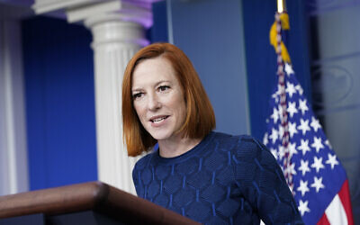 White House press secretary Jen Psaki speaks during a press briefing at the White House, Monday, Jan. 10, 2022, in Washington. (AP Photo/Patrick Semansky) White House press secretary Jen Psaki speaks during a press briefing at the White House, Monday, Jan. 10, 2022, in Washington. (AP Photo/Patrick Semansky)