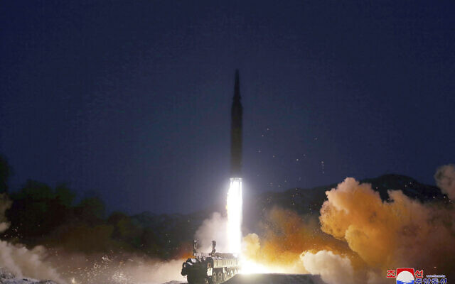 This photo provided by the North Korean government shows what it says is a test launch of a hypersonic missile in North Korea, on Jan. 11, 2022. (Korean Central News Agency/Korea News Service via AP) This photo provided by the North Korean government shows what it says is a test launch of a hypersonic missile in North Korea, on Jan. 11, 2022. (Korean Central News Agency/Korea News Service via AP)