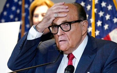 In this Nov. 19, 2020, file photo, former New York Mayor Rudy Giuliani, who was a lawyer for President Donald Trump, speaks during a news conference at the Republican National Committee headquarters in Washington.   (AP Photo/Jacquelyn Martin, File)