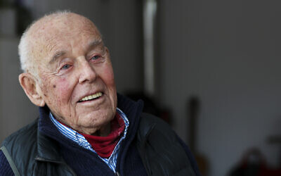 93-year-old Polish citizen Andrzej Sitkowski, who was named 'Righteous Among the Nations' by Yad Vashem in 1995 talks to the Associated Press during an interview in Durach, Tuesday, Jan. 18, 2022. (AP Photo/Alexandra Beier)