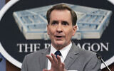 Pentagon spokesman John Kirby speaks during a briefing at the Pentagon in Washington, Monday, January 24, 2022. (AP/Manuel Balce Ceneta)