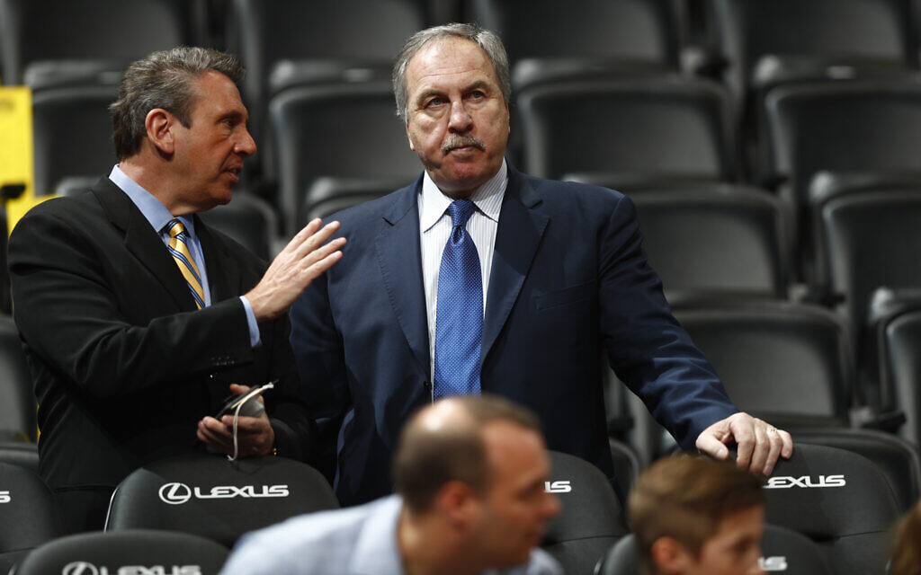 Former Washington Wizards general manager Ernie Grunfeld in the first half of an NBA basketball game, March 8, 2017, in Denver. (AP Photo/David Zalubowski)