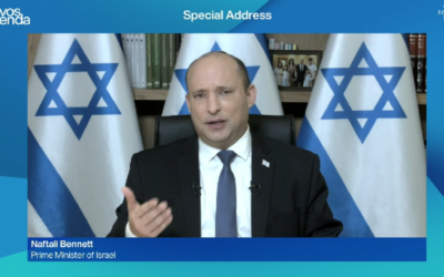 Prime Minister Naftali Bennett speaks at the virtual 2022 Davos World Economic Forum (screenshot)