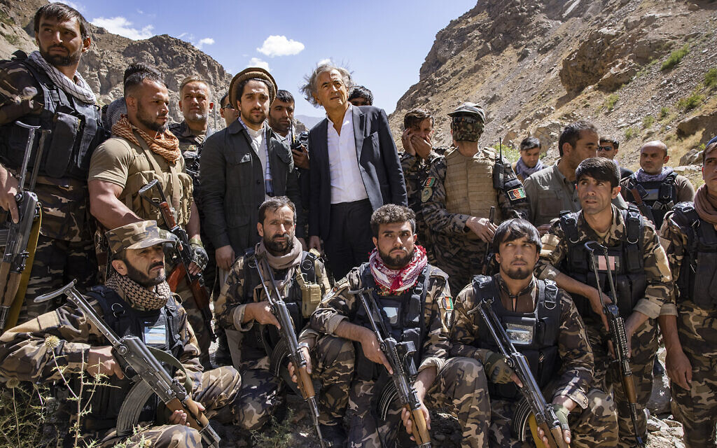 Bernard Henri-Levy, back row center, in Afghanistan, September 2020. (Courtesy/ New York Jewish Film Festival)