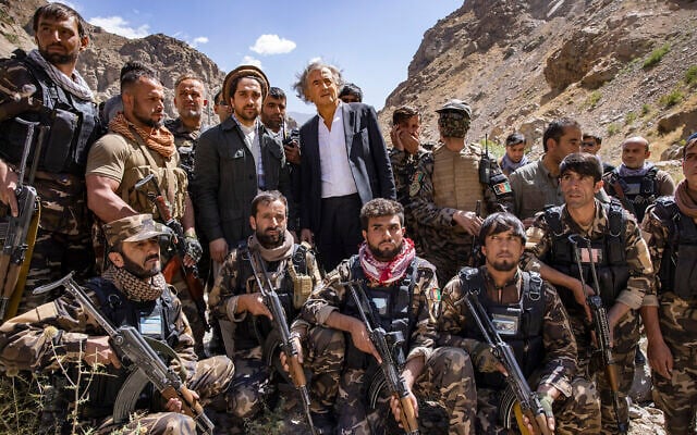 Bernard Henri-Levy, back row center, in Afghanistan, September 2020. (Courtesy/ New York Jewish Film Festival)