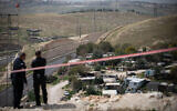 View of the Bedouin village Khan al-Ahmar in the West Bank on March 21, 2021.(Yonatan Sindel/Flash90)