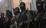 Members of Saraya al-Quds, the armed wing of Islamic Jihad in Gaza City, on December 4, 2021. (Atia Mohammed/Flash90)