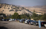 A drive through COVID testing complex in Ma'ale Adumim, on December 30, 2021. (Yonatan Sindel/Flash90)