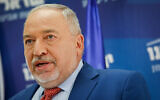Finance Minister Avigdor Liberman speaks during a Yisrael Beytenu faction meeting at the Knesset, on January 10, 2022. (Olivier Fitoussi/Flash90)