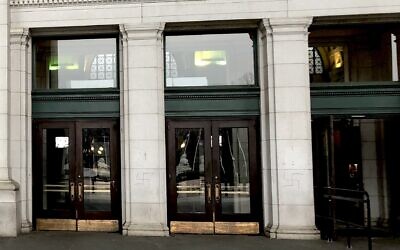 Union Station in Washington DC defaced with swastikas on January 28, 2022. (Sheila Katz/Twitter)