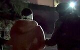 Israeli soldiers arrest a Palestinian man suspected of driving an assailant to the scene of an attempted stabbing attack in the northern West Bank on January 2, 2021. (Screen capture: Israel Defense Forces)