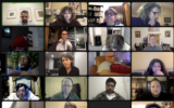 Texas Christian University professor Adam McKinney, upper left, organized an online vigil in support of Congregation Beth Israel of Colleyville, Texas, where an attacker took several congregants hostage, January 15, 2022. (Screenshot via JTA)