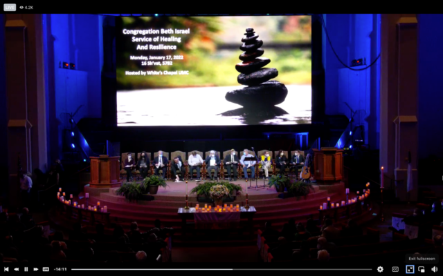 A vigil at Whites Chapel United Methodist Church following a special service on January 17, 2022. (Screen capture/Facebook) A vigil at Whites Chapel United Methodist Church following a special service on January 17, 2022. (Screen capture/Facebook)