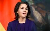 German Foreign Minister Annalena Baerbock speaks during a joint news conference with Russian Foreign Minister Sergey Lavrov in Moscow, Russia, January 18, 2022. (Russian Foreign Ministry Press Service via AP)