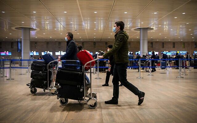 Ben Gurion International Airport near Tel Aviv, on January 4, 2022. (Arie Leib Abrams/ Flash90)