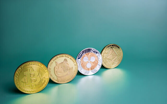 A visual representation of cryptocurrencies Bitcoin,Ripple XRP, Dogecoin, and Ethereum. (Salarko via iStock by Getty Images)