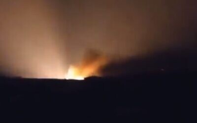 An explosion rocks southern Lebanon, early on January 13, 2022 (Screen capture/Twitter)