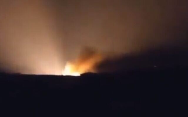 An explosion rocks southern Lebanon, early on January 13, 2022 (Screen capture/Twitter) An explosion rocks southern Lebanon, early on January 13, 2022 (Screen capture/Twitter)