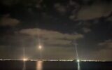 Interceptors are launched over Abu Dhabi in the United Arab Emirates to hit incoming missiles, January 24, 2022. (video screenshot)