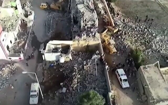 Ruins of a prison hit by a Saudi-led coalition airstrike in Saada, Yemen, January 21, 2022 (Screen grab/BBC) Ruins of a prison hit by a Saudi-led coalition airstrike in Saada, Yemen, January 21, 2022 (Screen grab/BBC)