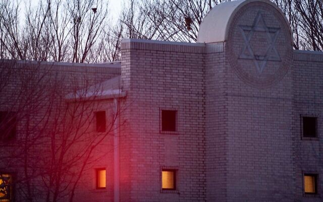 A view of the Congregation Beth Israel synagogue in Colleyville, Texas, on January 17, 2022. (Emil Lippe/Getty Images via JTA) A view of the Congregation Beth Israel synagogue in Colleyville, Texas, on January 17, 2022. (Emil Lippe/Getty Images via JTA)