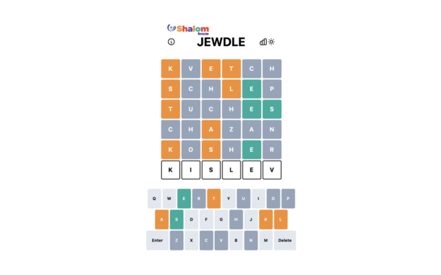 A photo of the Jewdle word board. (Screenshot via JTA) A photo of the Jewdle word board. (Screenshot via JTA)