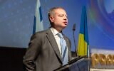 Ukraine's Ambassador to Israel Yevgen Korniichuk in Jerusalem, on December 21, 2021. (Facebook photo)
