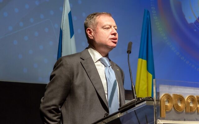 Ukraine's Ambassador to Israel Yevgen Korniichuk in Jerusalem, on December 21, 2021. (Facebook photo) Ukraine's Ambassador to Israel Yevgen Korniichuk in Jerusalem, on December 21, 2021. (Facebook photo)