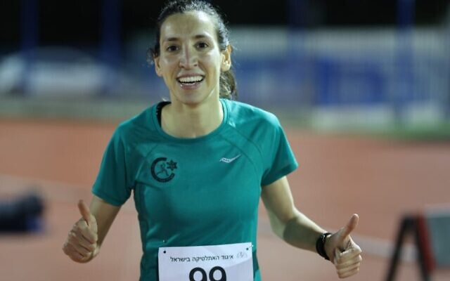 Druze Israeli athlete Karawan Halabi seen after setting a new Israeli 1000 m record on February 16, 2021 (Israeli Athletic Association) Druze Israeli athlete Karawan Halabi seen after setting a new Israeli 1000 m record on February 16, 2021 (Israeli Athletic Association)