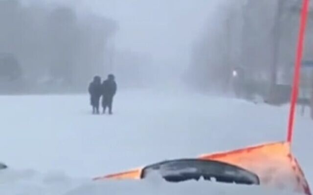 Video footage captured the moment two Orthodox Jewish men were blasted by New Jersey snowplow driver Donny Klarmann as the pair were walking to a religious service on Saturday. (Screenshot) Video footage captured the moment two Orthodox Jewish men were blasted by New Jersey snowplow driver Donny Klarmann as the pair were walking to a religious service on Saturday. (Screenshot)